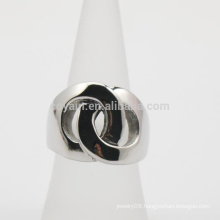 2 Circle Linked Trendy Stainless Steel Promise Rings For Girlfriend